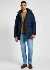 Męska Kurtka Zimowa Lee Long Puffer Jacket Rivet Navy 112355663 LD48015599